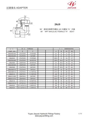 JIC-Drehsitz mit Winkel, NPT-Außengewinde